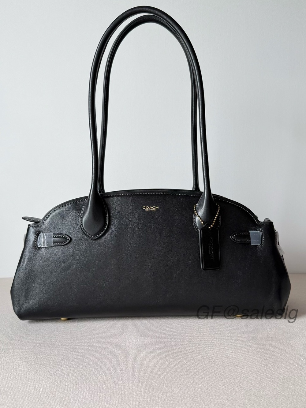 NWT Coach Empire Carryall Bag 34 Brass/Black Glazed Leather CCM57